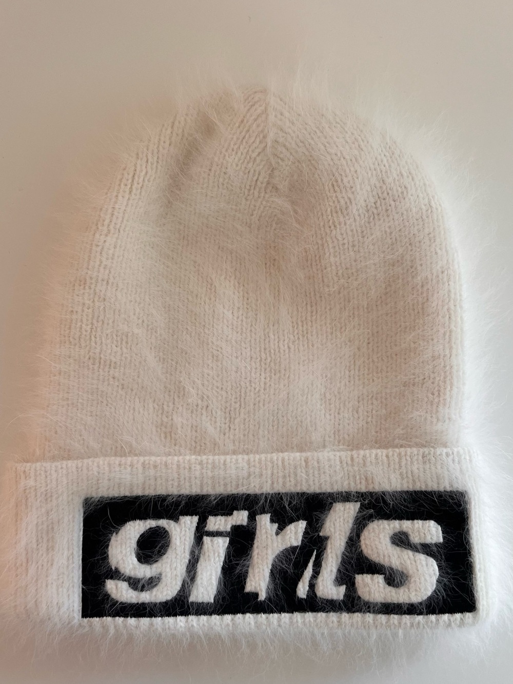 Alexander Wang White Fuzzy Knit Beanie